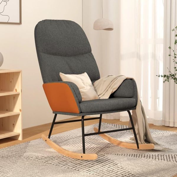 The Living Store Sedia A Dondolo In Tessuto Grigio Scuro-image
