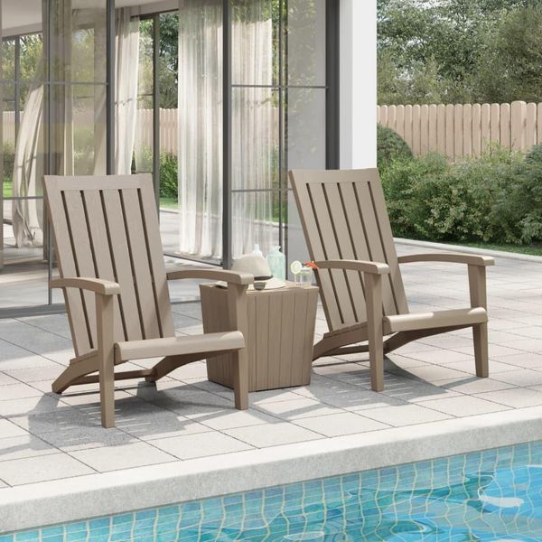The Living Store Sedie Da Giardino Adirondack 2 Pz. Polipropilene Marrone Chiaro-image