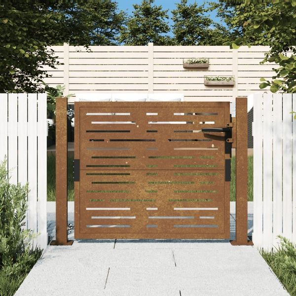 The Living Store Cancello Da Giardino 105X80 Cm In Acciaio Corten Design Quadrato-image