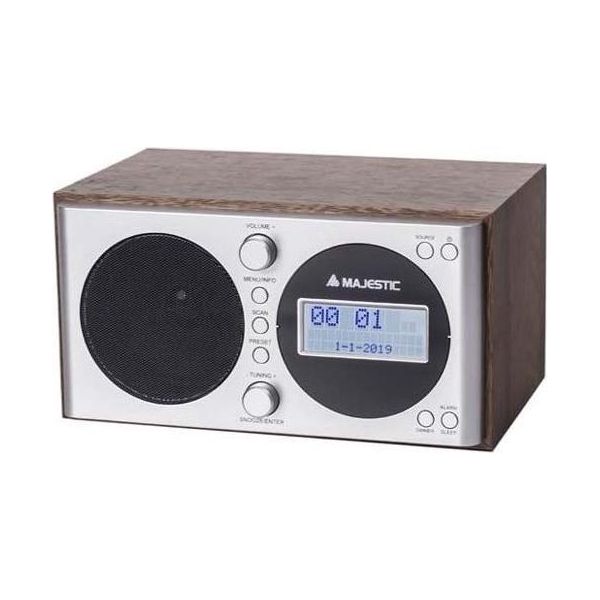 New Majestic WR-162 Dab Radiosveglia Digitale Argento Legno-image