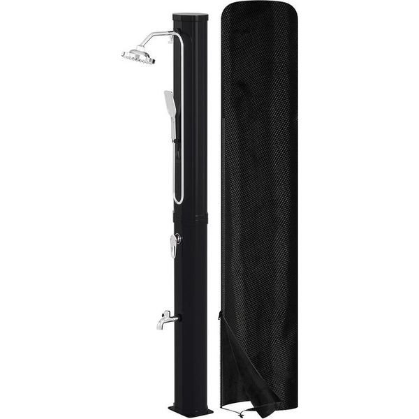 Hengda Doccia Solare Doccia Da Piscina Doccia Da Giardino 60L Nero Con Cappuccio Protettivo E Doccetta Doccia Da Campeggio Fino A 60°C Doccia A Pioggia Doccia Da Esterno Piscina Da Campeggio-image