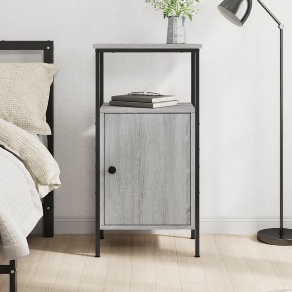 The Living Store Comodino Grey Sonoma Oak 41X31X80 Cm Materiale Legno-image