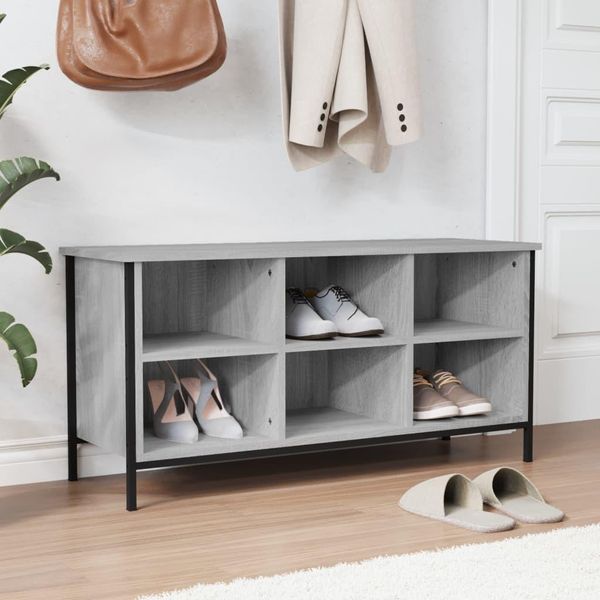 Vidaxl Scarpiera Grigio Sonoma 100X35X50 Cm Materiale A Base Di Legno - Scarpiera - Ripiani Per Scarpe - Armadio Per Scarpe - Magazzino Per Scarpe-image