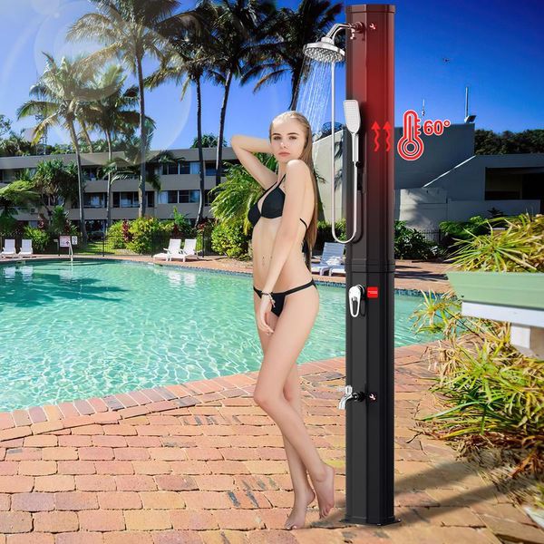 Tolletour Doccia Solare 60L Con Copertura Protettiva、Con Doccetta、Nero Doccia Esterna Doccia Per Il Tempo Libero Doccia Da Giardino Doccia Da Piscina-image