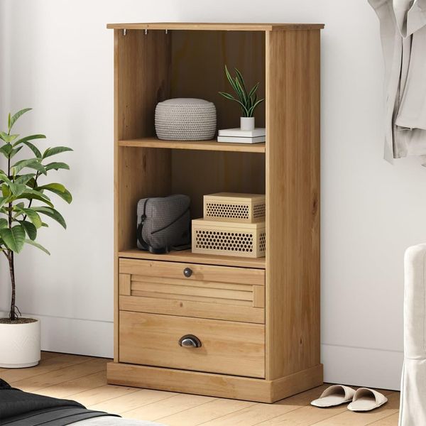The Living Store Libreria Vigo 60X35X114,5 Cm In Legno Di Pino Massiccio-image