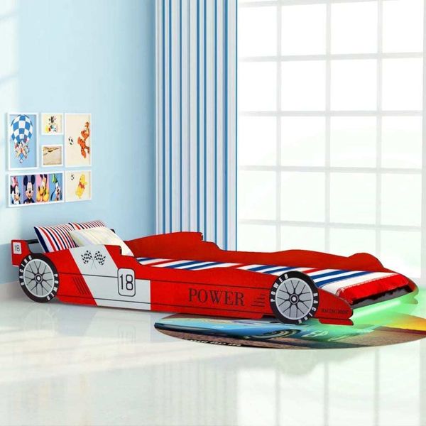The Living Store Letto Per Bambini Con Led In Design Auto Da Corsa 90 X 200 Cm Rosso-image