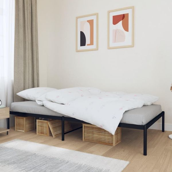 Vidaxl Struttura Letto In Metallo Nero 100X200 Cm - Struttura Letto - Cornici Letto - Struttura Letto - Letto-image