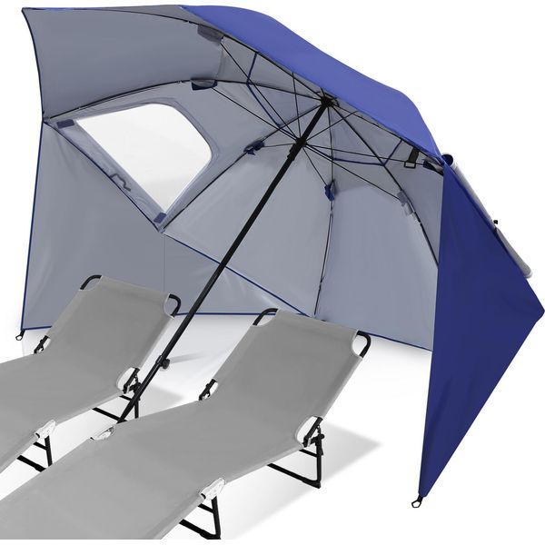 Yakimz Ombrellone Protezione Solare Protezione Uv Upf 50+ 210 Cm In Acciaio Con Funzione Di Inclinazione Ombrellone Da Spiaggia Ombrellone Da Balcone Ombrellone Da Giardino-image