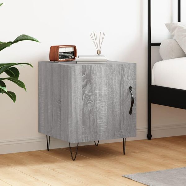 The Living Store Comodino Grigio Sonoma 40X40X50 Cm Materiale A Base Di Legno-image