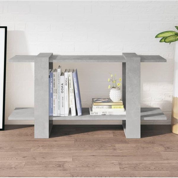The Living Store Libreria Cemento Grigio 100X30X51 Cm Materiale Legno-image