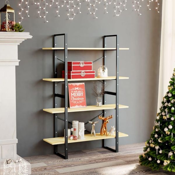 The Living Store Libreria 4 Scomparti 100X30X140 Cm In Legno Di Pino Massiccio-image
