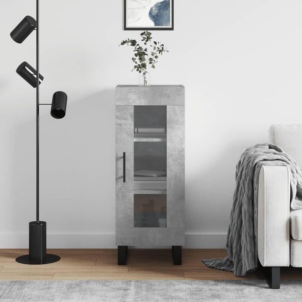 The Living Store Credenza Cemento Grigio 34,5X34X90 Cm Materiale A Base Di Legno-image