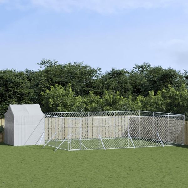 The Living Store Cuccia Per Cani Da Esterno Con Tetto Silver 6X6X2,5M Acciaio Zincato-image
