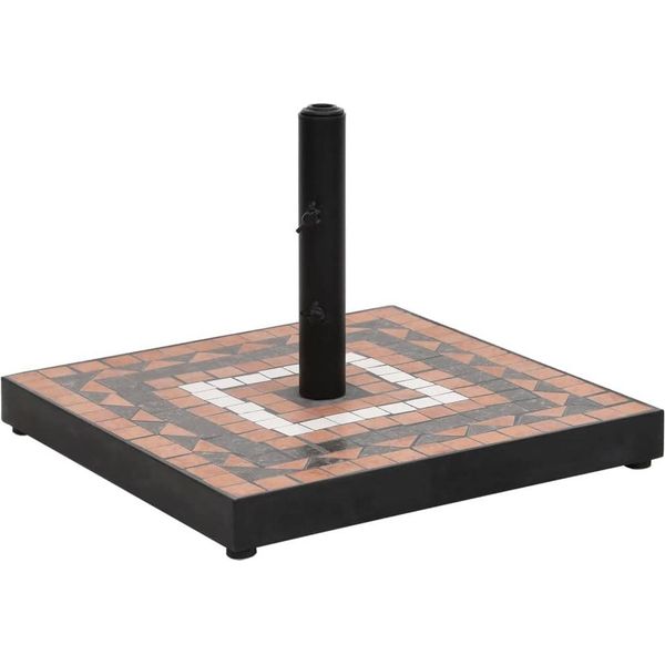 The Living Store Supporto Per Ombrellone In Terracotta E Bianco Quadrato 12 Kg-image