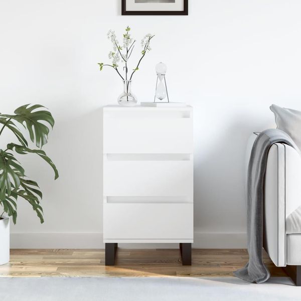 The Living Store Madia Bianca 40X35X70 Cm Materiale A Base Di Legno-image