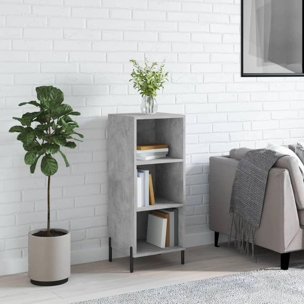 The Living Store Credenza Grigio Cemento 34,5X32,5X90 Cm Materiale A Base Di Legno-image