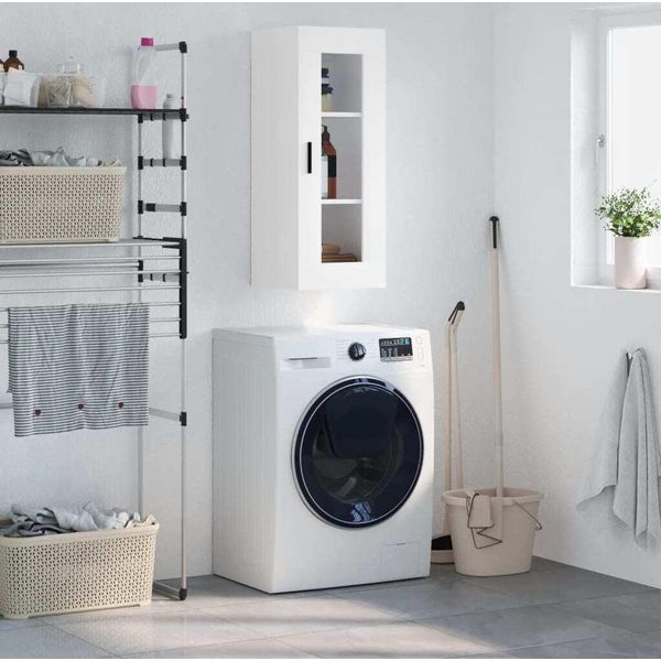The Living Store Armadio A Muro Bianco 34,5X34X90 Cm-image