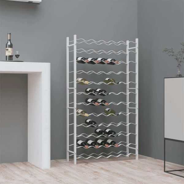 The Living Store Portabottiglie Per 72 Bottiglie In Metallo Bianco-image