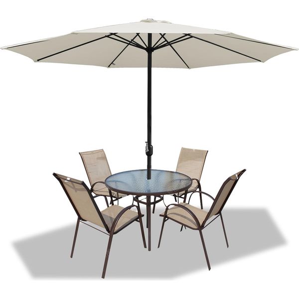 Ombrellone Jopassy Ø3,5 M Ombrellone Da Giardino Ombrellone Da Terrazza Ombrellone A Braccio Laterale Ombrellone Da Mercato Ombrellone Da Spiaggia - Beige-image