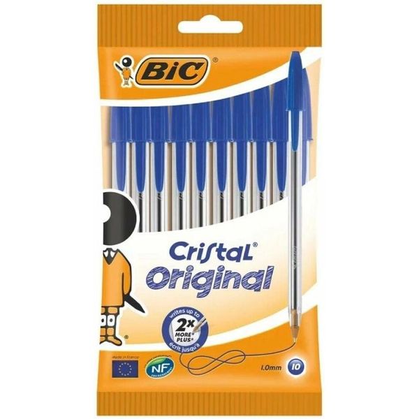 Bic 516352 Bic Kugelschreiber Cristal Original Transparent Schreibfarbe Blau, 10 St.-image
