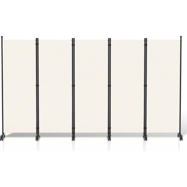 Yakimz Schermo Su Rotelle Divisorio Per Ambienti Esterni Giardino Divisorio A Muro Spagnolo Divisorio Per Ambienti 5 Pezzi Beige 284X181 Cm-image
