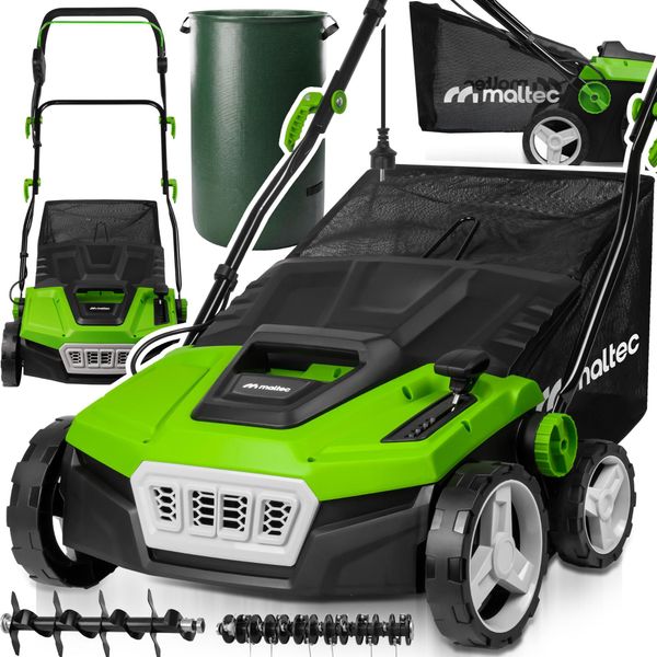 Maltec Scarificatore Arieggiatore Elettrico Larghezza Di Lavoro 38 Cm Rimozione Muschio 5 Livelli Di Altezza Di Lavoro-image