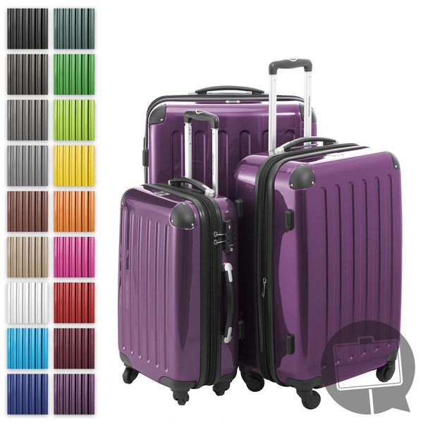 Hauptstadtkoffer - Alex - Set Di Valigie 3 Misure Trolley A Guscio Rigido Espandibile, 4 Ruote, Set Di Valigie Da Viaggio A Guscio Rigido Lucido, Valigie Da Viaggio Espandibili, Melanzana-image