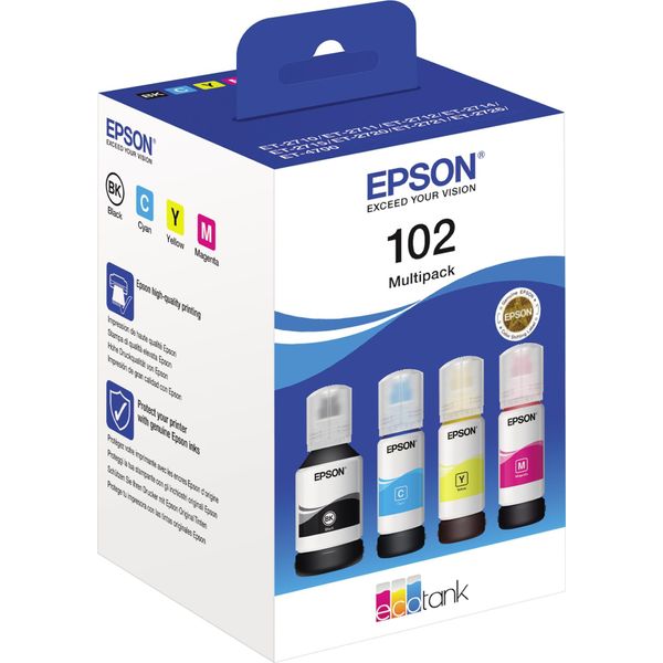 Epson 102 Ecotank 4-Colour Multipack - Nero - Ciano - Magenta - Giallo - Epson - Ecotank ET-4750 Unlimited Ecotank ET-4750 Ecotank ET-3750 Unlimited Ecotank ET-3750 Ecotank... - 127 Ml - 70 Ml - Ad Inchiostro-image
