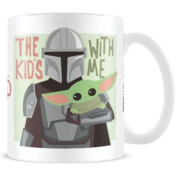 Star Wars: The Mandalorian - Tazza Da Caffè The Kids With Me BS2309 (Taglia Unica) (Bianco/Grigio)-image