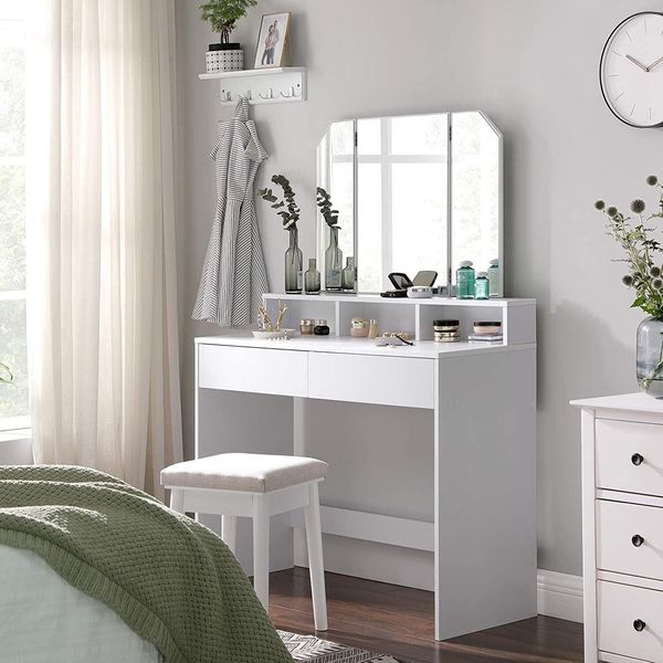 Tavolino Da Toilette Con Specchio A Tre Elementi 100 Cm Glamour-image