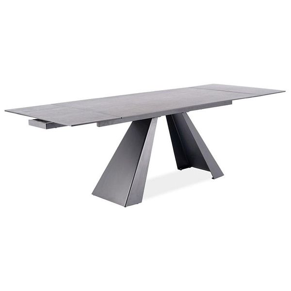 Tavolo Da Pranzo Pieghevole Gedeon 1 - 160X90, Marmo Grigio / Nero Opaco-image