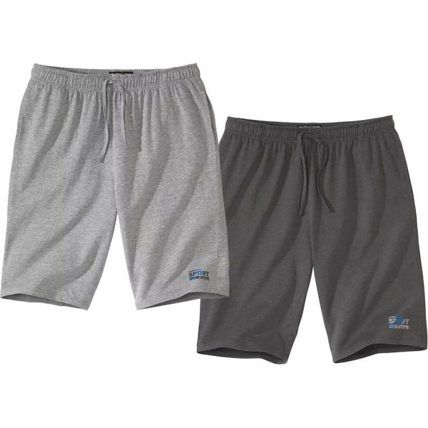 Atlas For Men - Confezione Da 2 Pantaloncini Casual Da Uomo AF440 (L) (Grigio Chiaro/Grigio Scuro)-image
