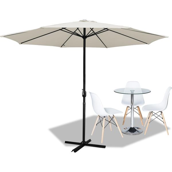 Ombrellone Clanmacy Ombrellone A Braccio Laterale 350 Cm Con Protezione Uv, Manovella Beige Ombrellone Da Giardino Ombrellone Da Mercato Ombrellone Da Spiaggia-image