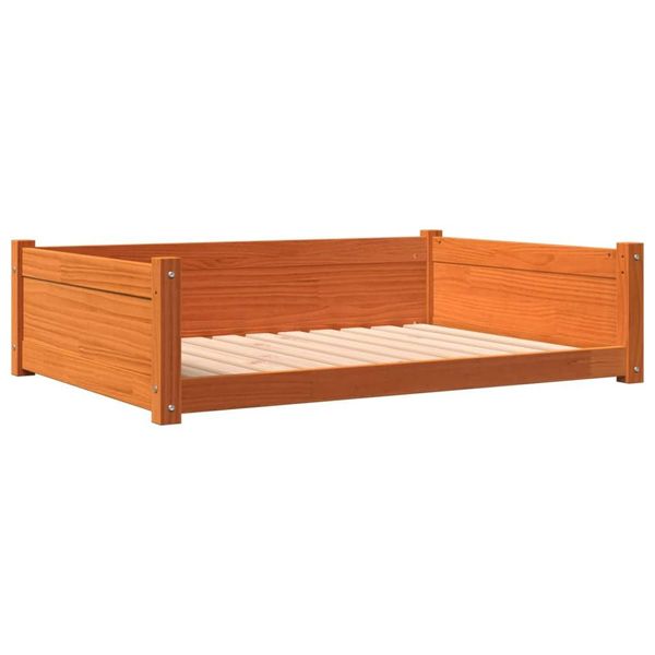 Vidaxl Letto Per Cani Marrone Cera 105,5X75,5X28 Cm In Legno Di Pino Massiccio-image