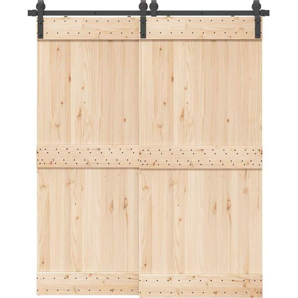 Vidaxl Set Di Ferramenta Per Porte Scorrevoli 183 Cm Acciaio Nero-image