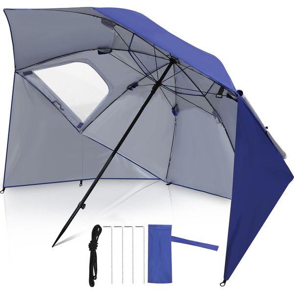 Ombrellone Da Spiaggia Jayseuw Ombrellone 210 Cm Protezione Uv 50+ Inclinabile Con Picchetto Borsa Per Il Trasporto Idrorepellente Ombrellone Da Spiaggia Ombrellone Da Giardino Ombrellone Da Balcone Blu-image