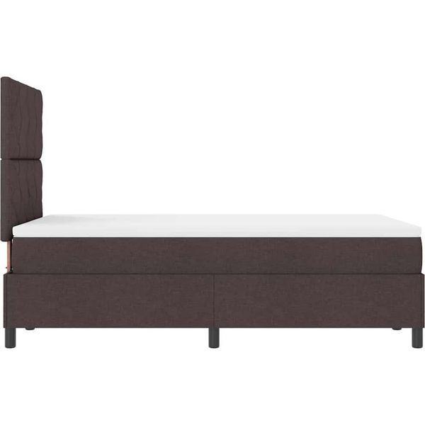 Vidaxl Letto A Molle Con Materasso Marrone Scuro 120 X 200 Cm Tessuto-image