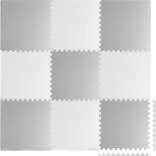 Tappetino Per Puzzle Ricokids In Schiuma Bianca E Grigia 180X180Cm 9 Pezzi-image
