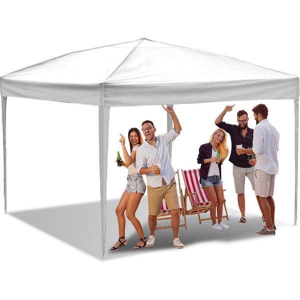 Tolletour Gazebo Pieghevole 3 X 3 M Gazebo Pieghevole Da Giardino, Protezione Uv 50+ Gazebo E Tende Per Feste Senza Lati Bianco-image