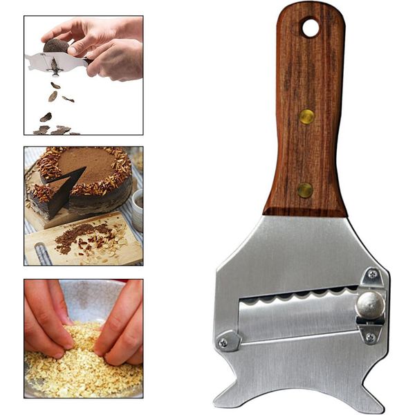Grattugia Per Tartufi Grattugia Multifunzionale Per Tartufi In Acciaio Inox Rasoio Per Burro Con Manico In Legno-image