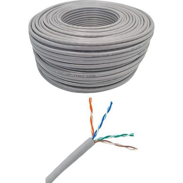 Cavo Di Rete Lan Intrecciato Netrack Cat 6 Utp, Grigio, 100 M, Cca-image