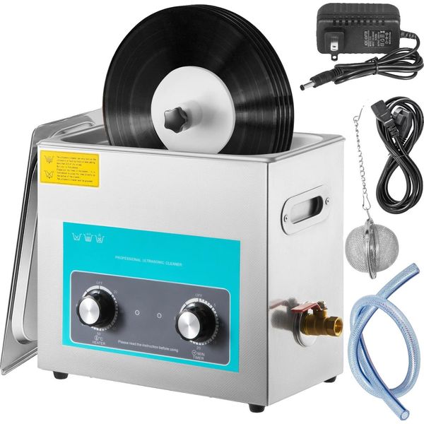 Pulitore A Ultrasuoni Per Vinili, Capacità 6L, Potenza Ultrasonica 180W, Potenza Di Riscaldamento 300W, Frequenza 40Khz, Pulizia Simultanea Di 4 Dischi-image