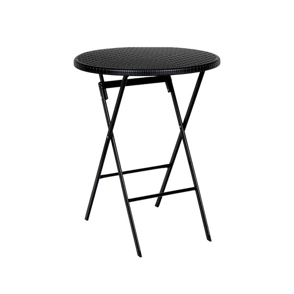Floordirekt Tavolo Pieghevole Toyama Tavolo Da Giardino Rotondo Pieghevole Ø60 Cm Tavolo Da Balcone Nero Effetto Rattan Resistente Alle Intemperie Stabile Fino A 60 Kg Salvaspazio-image