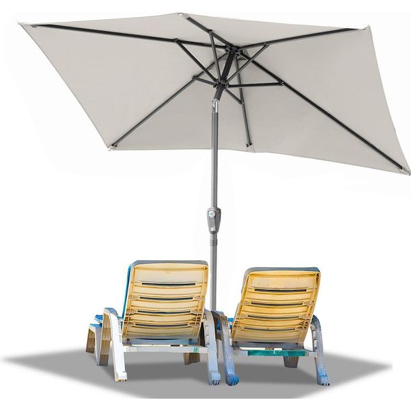 Ombrellone Izrielar 140X210 Cm, Ombrellone Da Giardino, Pieghevole, Telo Con Rivestimento In Pa, Protezione Uv Fino A Upf 50+, Senza Supporto, Beige-image