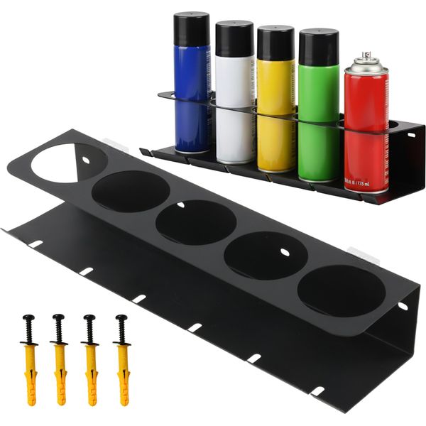 Porta Bombolette, Porta Bombolette Spray, Porta Bombolette Spray 43 Cm Accessori Per Utensili Pneumatici Per Garage Officina Portautensili Organizzatore Per Utensili Officina, Acciaio Nero Resistente, , Organizzazione-image