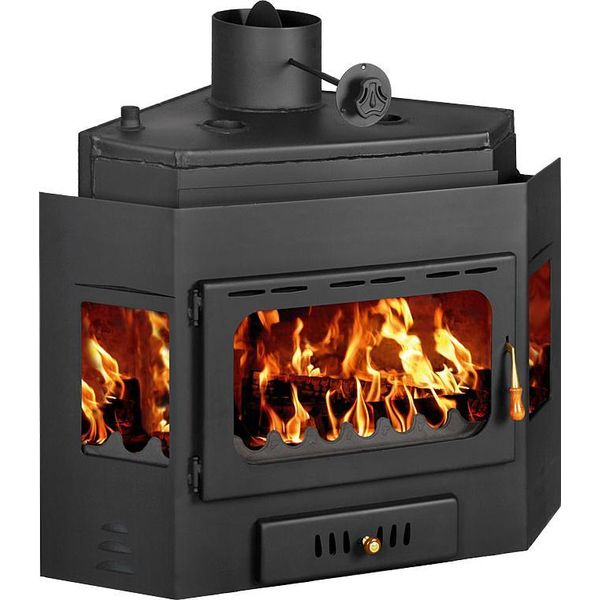 Inserto Camino Prity A W16 | 5 + 16 Kw | Totale 21 Kw | Ø200 Mm | Caldaia Da 34 L | Stufa A Legna Per Riscaldamento Centrale-image