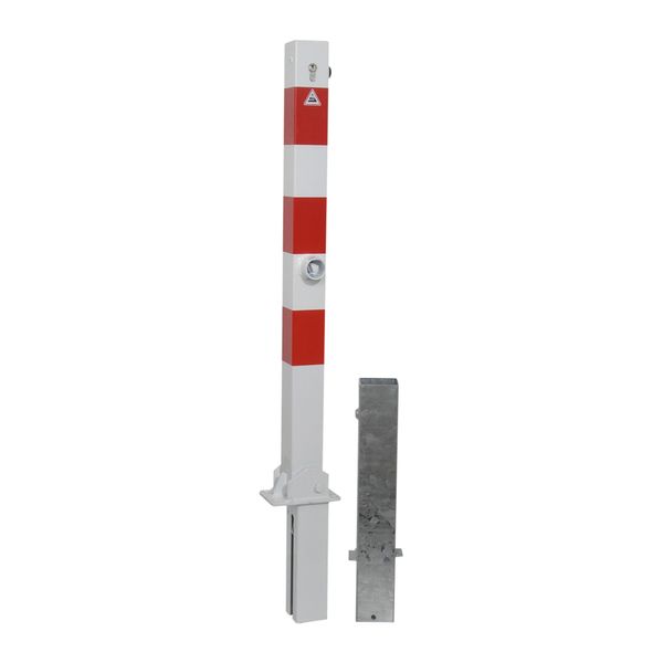Schake Absperrpfosten Typ 4701FUHB, 70X70Mm, Umlegbar, Herausnehmbar + Dreikantverschluß, Weiß / Rot)-image
