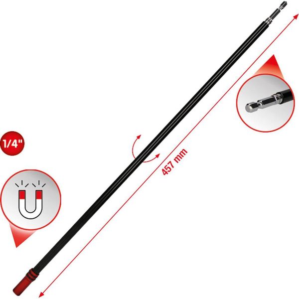 Ks Tools Werkzeuge-Maschinen Gmbh 1/4" Portabit Magnetico A Sgancio Rapido Con Bussola A Ruota Libera, Extra Lungo (514.1148)"-image