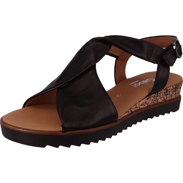 Gabor Shoes Sandalo Con Zeppa - Pelle Liscia Nera Dimensioni: 38,5 Normale-image