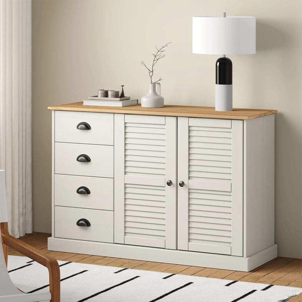 Vidaxl Credenza Con Cassetti Vigo 113X40X75 Cm In Legno Di Pino Massiccio-image
